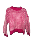Pink Casual Womens Knit Mix Mock Neck Drop Shoulder Sweater with Hearts ... - $24.61 CAD