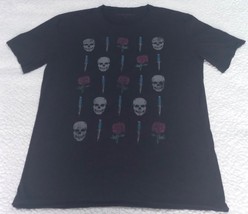 John Varvatos Star USA Men&#39;s Black Skull Dagger Rose Graphic Crew-Neck T... - $41.98