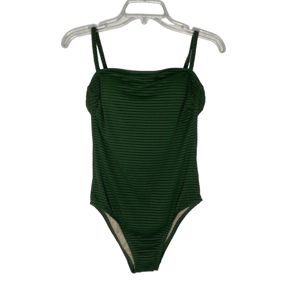 Kona Sol Women&#39;s Green Textured One-Piece Swimsuit Size M Sustainable Sw... - $18.00