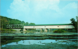 Postcard Grand River Covered Bridge Haroersfield Ashtabula County Ohio OH - $4.25