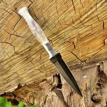 9” Double-Edged  Military D2 steel Dagger boot Knife Hunting Camel bone ... - $23.72