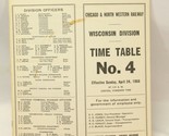 1966 CHICAGO NORTHWESTERN RAILROAD MILWAUKEE TIME TABLE 4 Wisconsin Train - £31.32 GBP