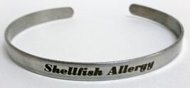 Medical Shellfish Allergy Silver Aluminum 1/5" X 6" Bracelet, Free Shipp... - $12.95