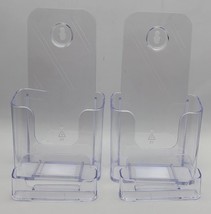Set of 2 -KTRIO Brochure Holder -Clear Acrylic - 4&quot; Wide - with Card Hol... - $13.99