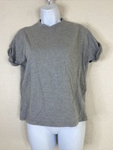 Topshop Womens Size 0/2 (XS) Gray Crew Neck T-shirt Rolled Short Sleeve - £7.65 GBP