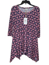Simply Southern Women Tunic Top Asymmetrical Floral 3/4 Sleeve Pink Small NWT - £15.56 GBP