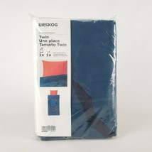 Ikea Urskog Twin Duvet Cover &amp; Pillowcase Lion Dark Blue Orange New - £20.73 GBP