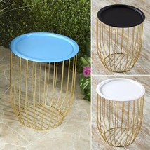 End Side Table Wire Metal Removable Tabletop Storage Basket Furniture 3 Colors - £78.85 GBP+