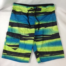 Hang ten mens swim trunks sz med green blk used 001 thumb200