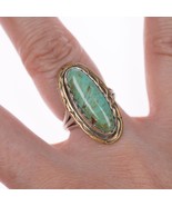 sz5 vintage Native American silver gold filled turquoise ring - $64.35