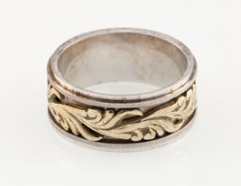 Spinner Sterling Silver Two-Tone Scroll Band Ring Size 9.75 - £62.51 GBP