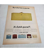 Lady Buxton Gaitor Baitor Yellow Clutch Purse Vintage Print Ad 1969 - $10.98