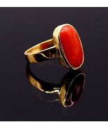 22K 22CT GENUINE YELLOW GOLD RING BAND RED CORAL MUNGA STONE BEAUTIFUL H... - $1,258.70 CAD+