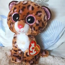 Leopard Baby Beanie Boo BIG EYE stuffed Animal Ty beanie boo - $24.00