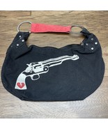 Black Handbag With Red Strap And White Revolver Design SH - $419.96 MXN