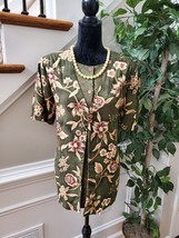 VTG Alfred Dunner Green Polyester Round Neck Short Sleeve Pullover Blouse 16W - £20.73 GBP