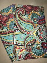 Unbranded 2pc King Pillow Shams Paisley Multicolor Reverse Aqua 100% Cot... - $41.62