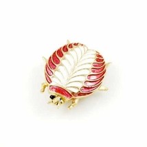Vintage Retro Beetle Pin Brooch JJ Red Enameled  1950S - $26.14