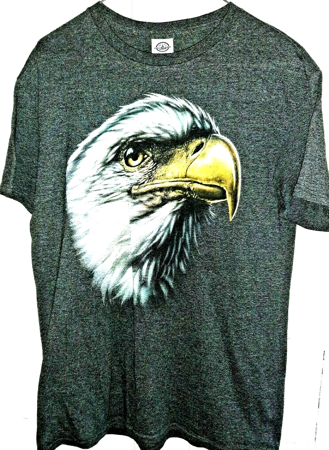 Medium Mens Eagles Head Patriotic Gray T-Shirt Delta Pro Weight Unisex - $14.92