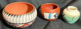 3 Native American Indian Art Pottery Pueblo Artist Signed Navajo, Tsosie &amp; Ruiz - $113.75