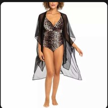 Cyn &amp; Luca Womens 2-Pieces Swimsuit &amp; Cover Up,Brown Cheetah,X-Large - £44.23 GBP