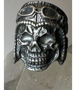 Skull ring size 10.50 biker band dark sterling silver from Ukraine - $4,257.59 MXN