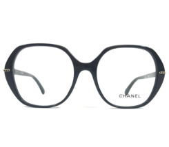 Chanel Eyeglasses Frames 3458 c.622 Gloss Black Hexagon Chain Details 54... - $326.69