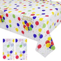 Colorful Balloons Plastic Tablecloth Rectangle - 2 Pcs Party Tablecloth Disposab - £11.93 GBP