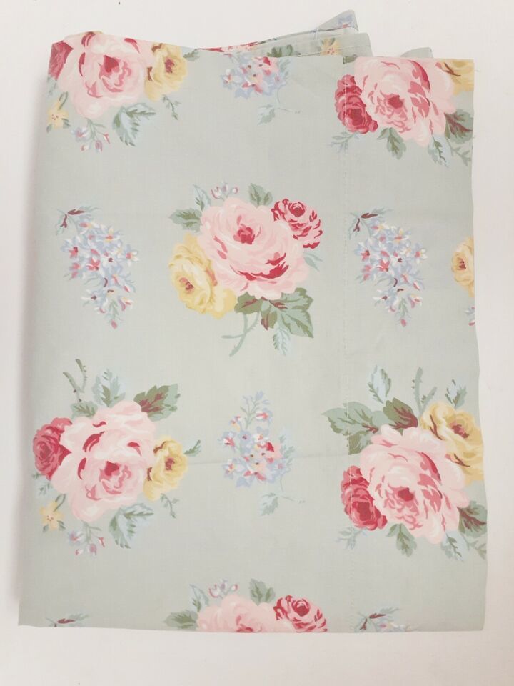 Ralph Lauren Blue Floral Roses Sheet Bedding TWIN FLAT Cottage Country Vintage - £101.13 GBP