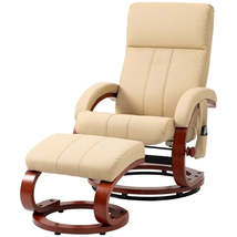 Adjustable Beige Faux Leather Electric Remote Massage Recliner Chair w/ ... - £520.81 GBP