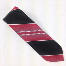 Ketch Maroon and Black Striped Skinny Polyester Men&#39;s Tie 55&quot;x 3&quot; Used - £6.06 GBP