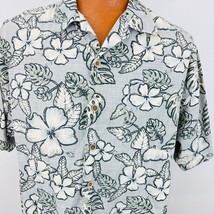 Maui And Sons Hawaiian Aloha L Shirt Reverse Print Hibiscus Tropical Plumeria - £35.39 GBP