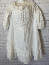 Arula Womens Size B 2X Lace Up Front Mini Dress White Lace Eyelet Ruffles Lined - £35.79 GBP