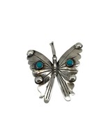 Vintage Sterling Silver 925 FM Hecho En Mexico Turquoise Stone Butterfly... - $36.62
