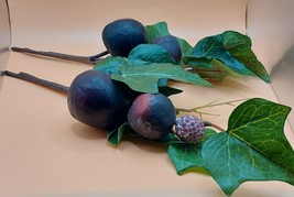 CRAFTS Artificial Fruit All Occasion 2 Plum Sticks  1 Large Grape Lot 3 - £7.92 GBP