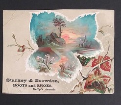 Boots Shoes Slippers Winter Scenic View Victorian Advertising Trade Card... - £7.89 GBP