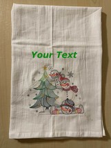 Personalized Handmade embroidered snowman flour sack towels - £5.53 GBP+