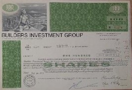 Builders Investment Group Stock Certificate -1975 Vintage Rare Scripophilly Bond - £64.30 GBP