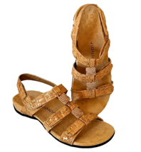 Vionic Amber Cork Sandals Womens 11 M Gold Strappy Flats Contour Arch Support - £31.73 GBP