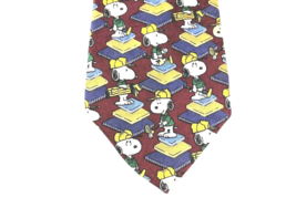Peanuts Mens Tie Snoopy Golfing It&#39;s All In The Swing Silk Red Green  - £14.29 GBP