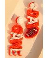 Orange GAME DAY Rugby Rice Bead Dangle Stud Earrings - $8.00 CAD