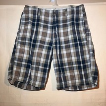 Gap Khakis Original Classic Relaxed Plaid Shorts Mens SZ 32 Brown Blue A38 - $14.84