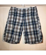 Gap Khakis Original Classic Relaxed Plaid Shorts Mens SZ 32 Brown Blue A38 - £11.75 GBP