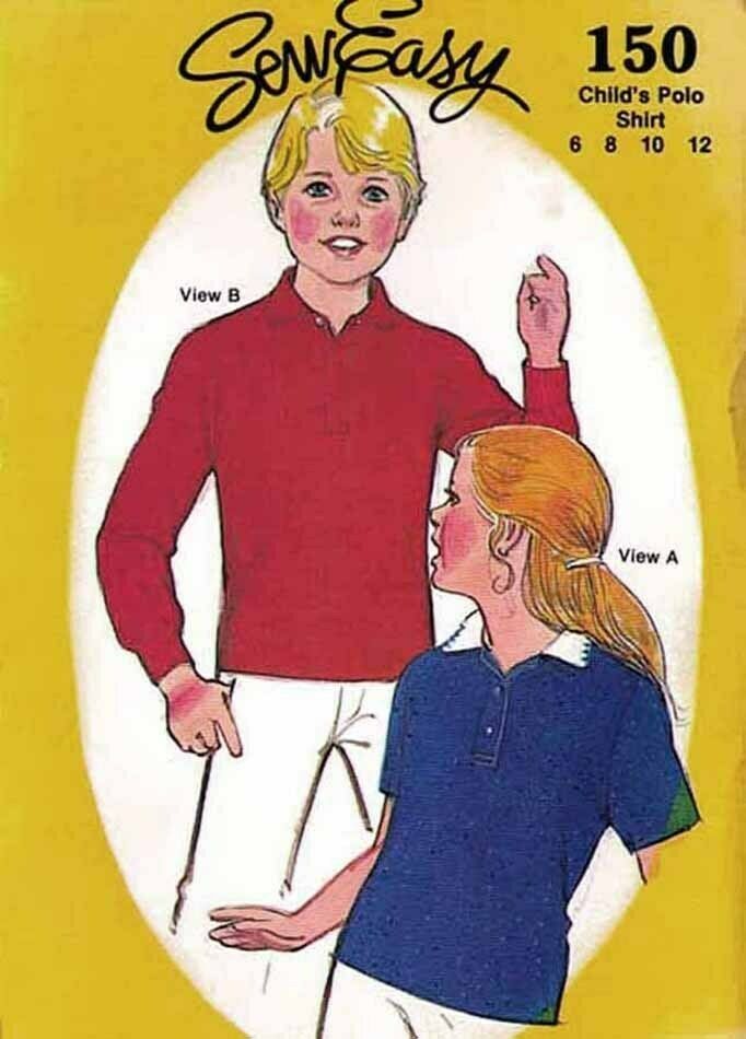 Vintage  CHILD's POLO SHIRT Sew Easy Pattern #150 - Sizes 6-8-10-12 UNCUT - $12.00