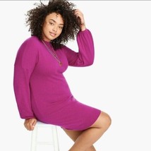 J Crew Universal Standard 4XL Mock Neck Sweater Dress Wool Blend Magenta Pink - £50.60 GBP