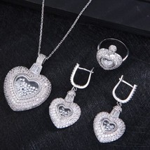 Luxury Heart Pendant Lover's Cubic Zircon For Women Wedding Dubai Bridal Jewelry - £38.34 GBP