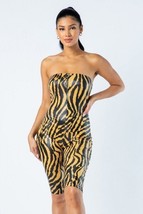 Women&#39;s Taupe Zebra Print Tube Romper (L) - $28.71