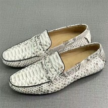 Exotic Genuine Leather Soft Rubble Sole Men&#39;s Flats Loafers Shoes Authentic Real - £187.97 GBP