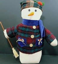 Snowman With Broom Weighted Base to Keep Standing 14 1/2&quot; x 5&quot; x 3&quot; - £10.34 GBP