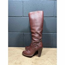 Vintage Town &amp; Country Burgundy Leather Knee High Heeled Boots 6.5 B - £39.92 GBP